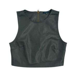 Faux Leather Green Sleeveless Crop Top With Back Zipper, Size M, NWT.
